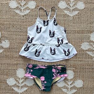 Pink Chicken Floral Trim Tankini Set